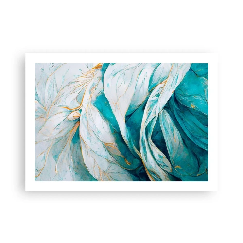 Pôster - Abstração azul com lema dourado - 70x50 cm