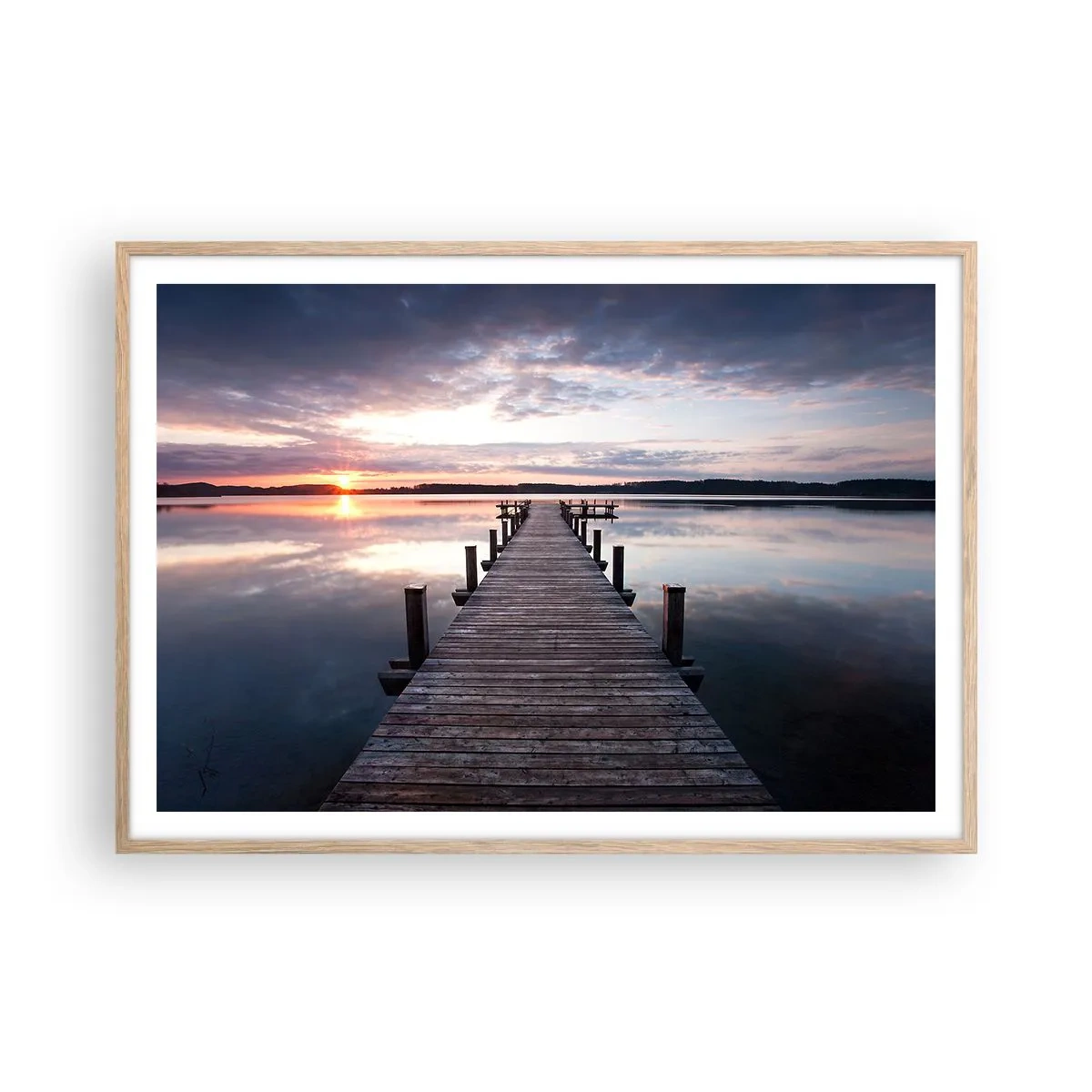 Pôster com moldura de carvalho claro - A tranquila fronteira do dia e da noite - 100x70 cm