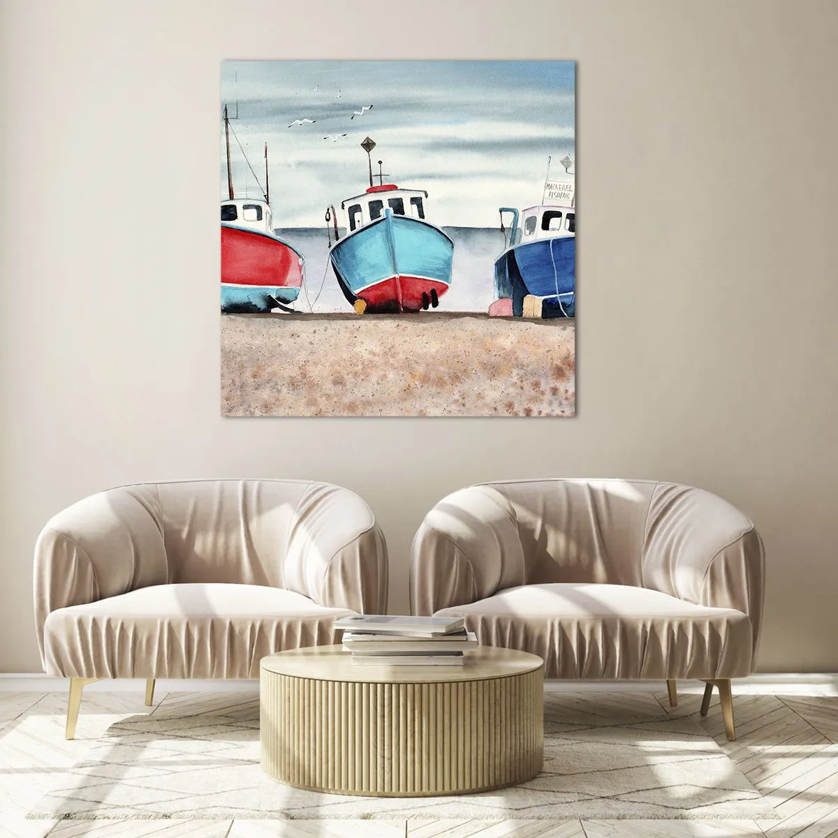 Quadro em vidro - Pronto para pescar - 50x50 cm