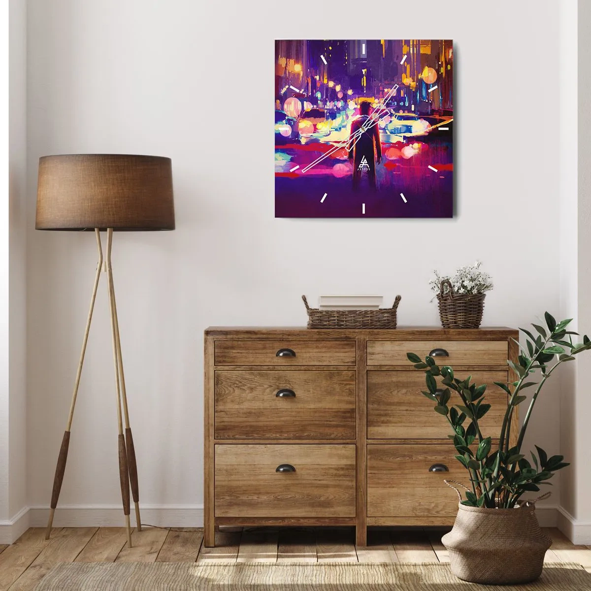 Relógio de parede - Relógio em vidro - Imerso na luz - 40x40 cm