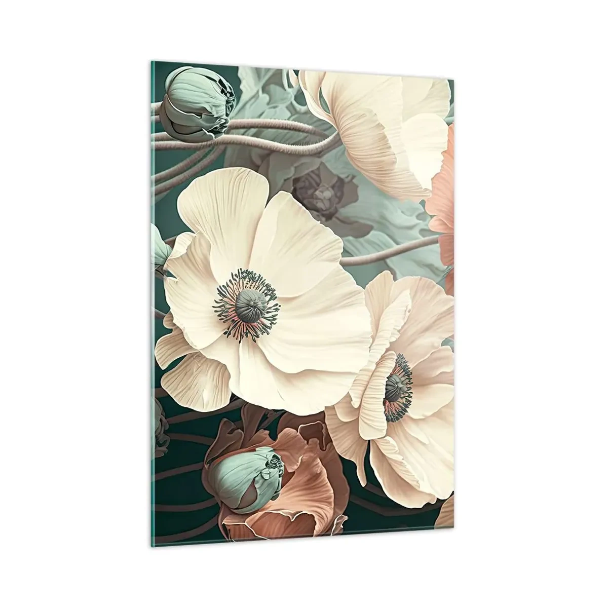 Quadro em vidro - O sussurro das papoulas - 50x70 cm