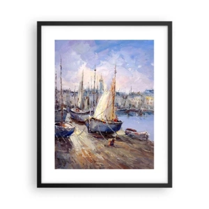 Pôster com moldura preta - Uma cidade à beira da baía - 40x50 cm