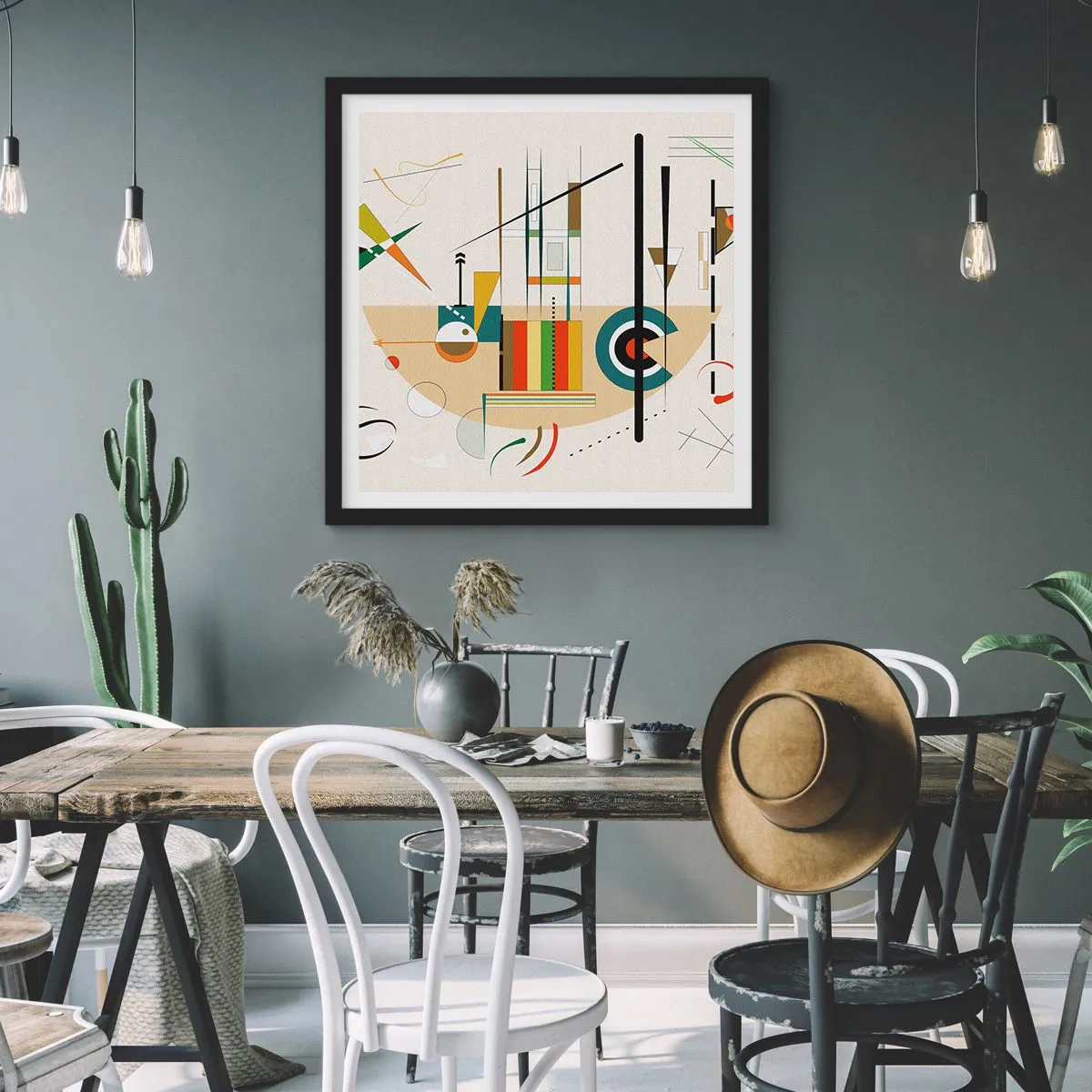 Pôster com moldura preta - E o mundo ri - 60x60 cm