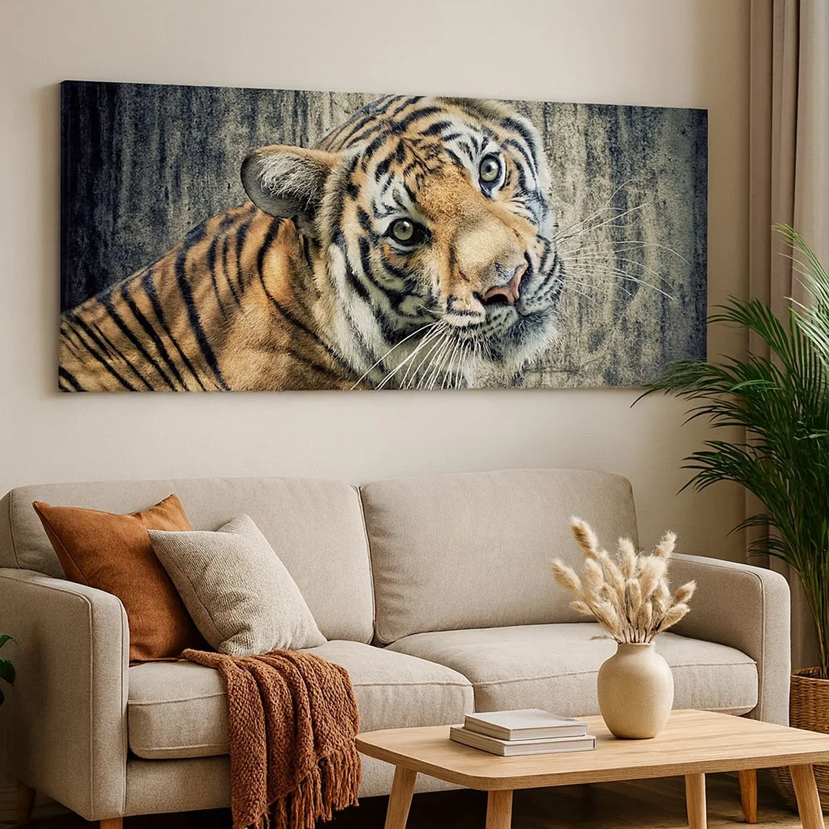 Quadro em tela - Retrato em feixes de luz - 100x40 cm