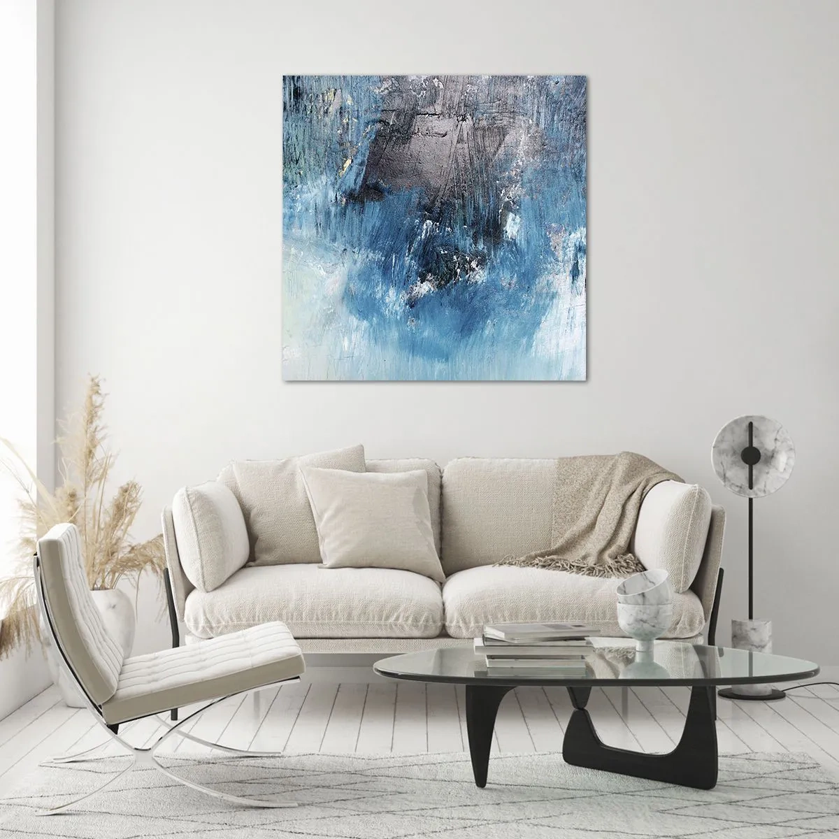 Quadro em vidro - Rapsódia em azul - 30x30 cm