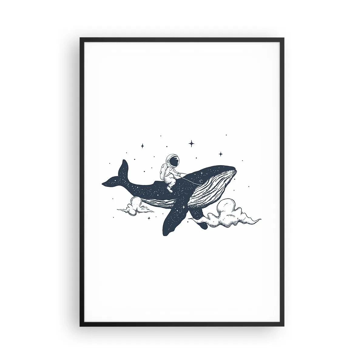 Pôster com moldura preta - Aventura espacial - 70x100 cm
