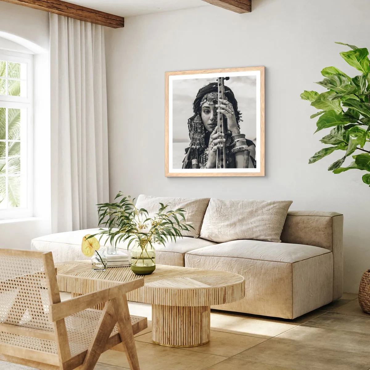 Pôster com moldura de carvalho claro - A própria música oriental - 40x40 cm