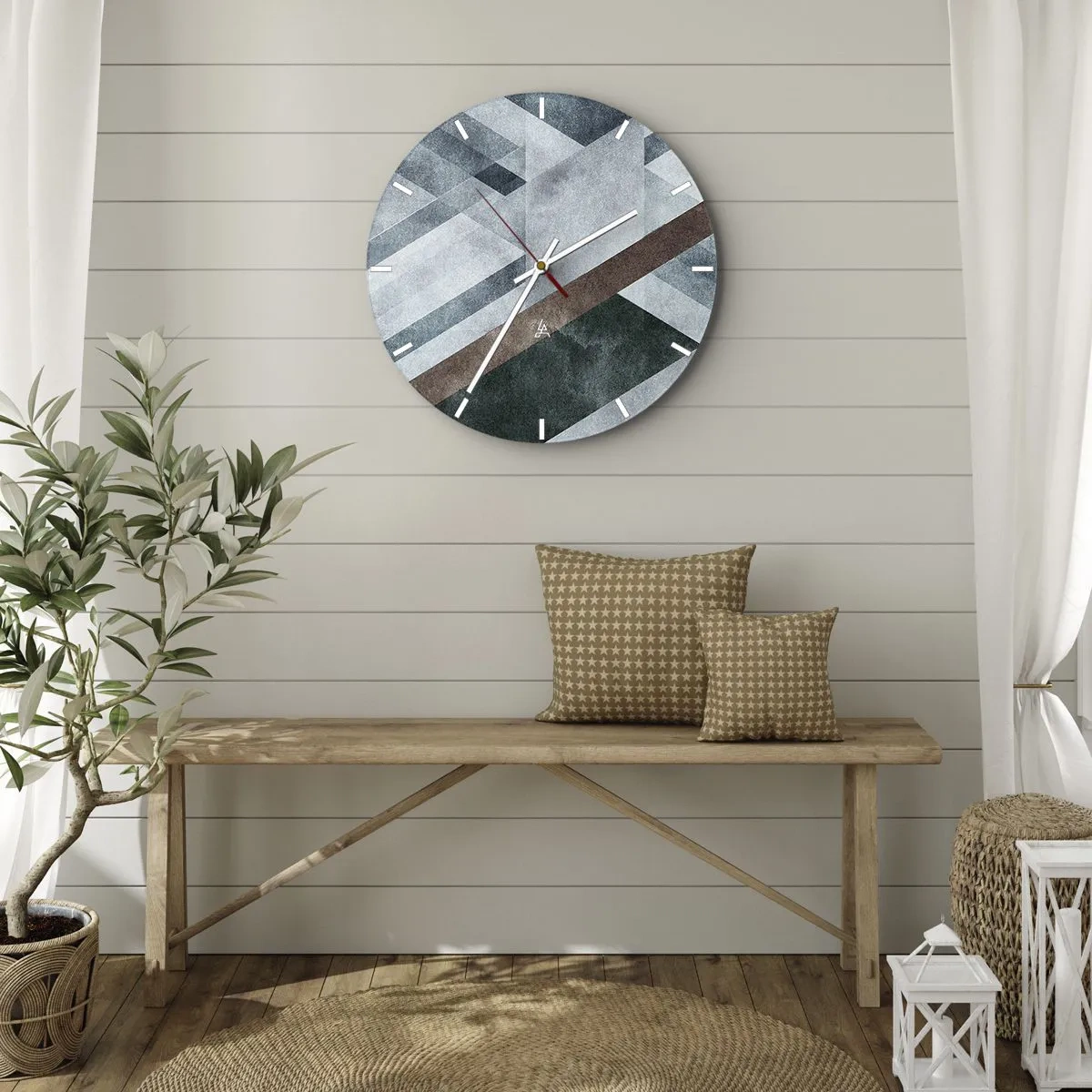 Relógio de parede - Relógio em vidro - Elegância sofisticada da geometria - 40x40 cm