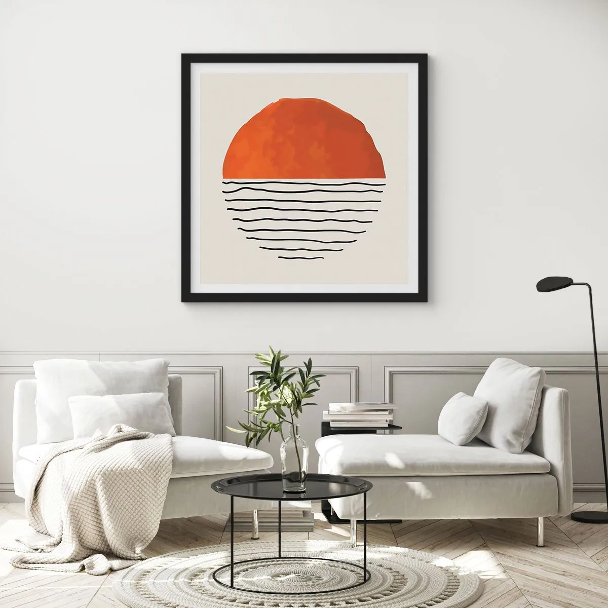 Pôster com moldura preta - No clima japonês - 50x50 cm