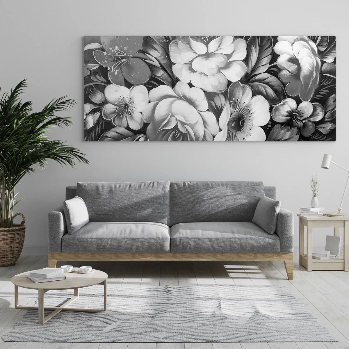 Quadro em vidro - A beleza em cinza - 100x40 cm