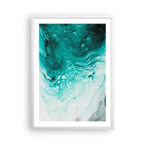 Pôster em moldura branca - Derreter a branco e turquesa - 50x70 cm