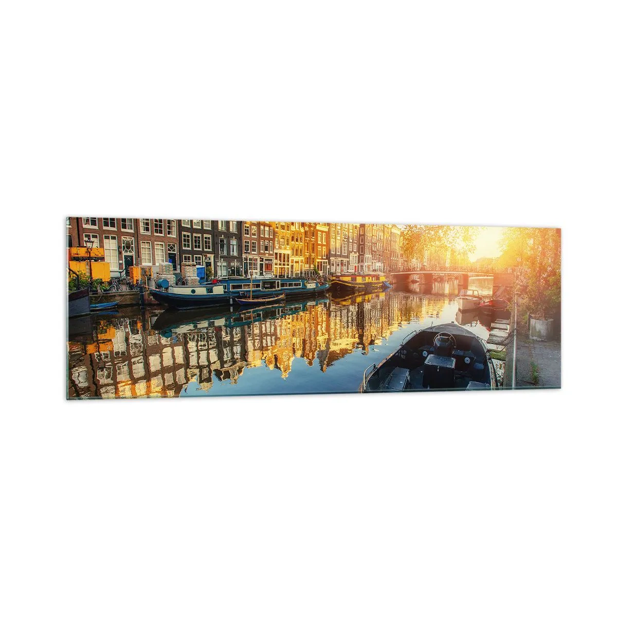 Quadro em vidro - Manhã em Amsterdã - 160x50 cm