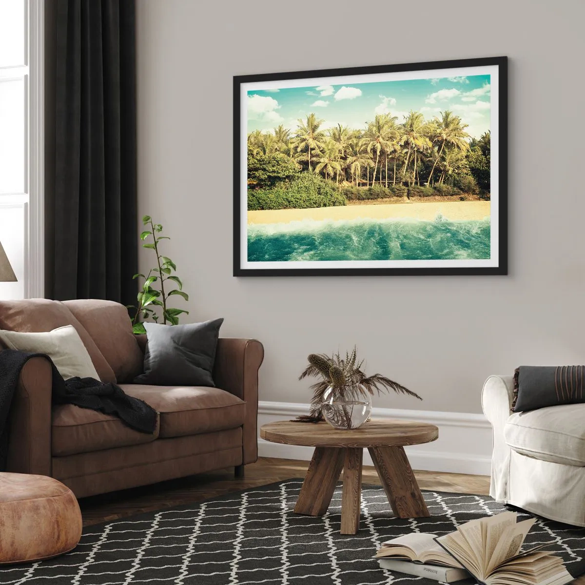 Pôster com moldura preta - Ou talvez aqui? - 91x61 cm