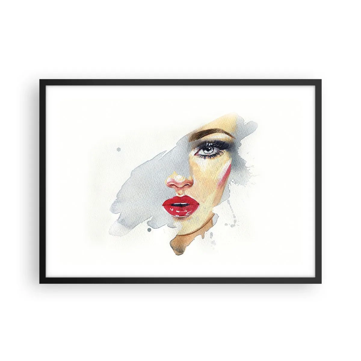 Pôster com moldura preta - Reflexão numa gota de água - 70x50 cm