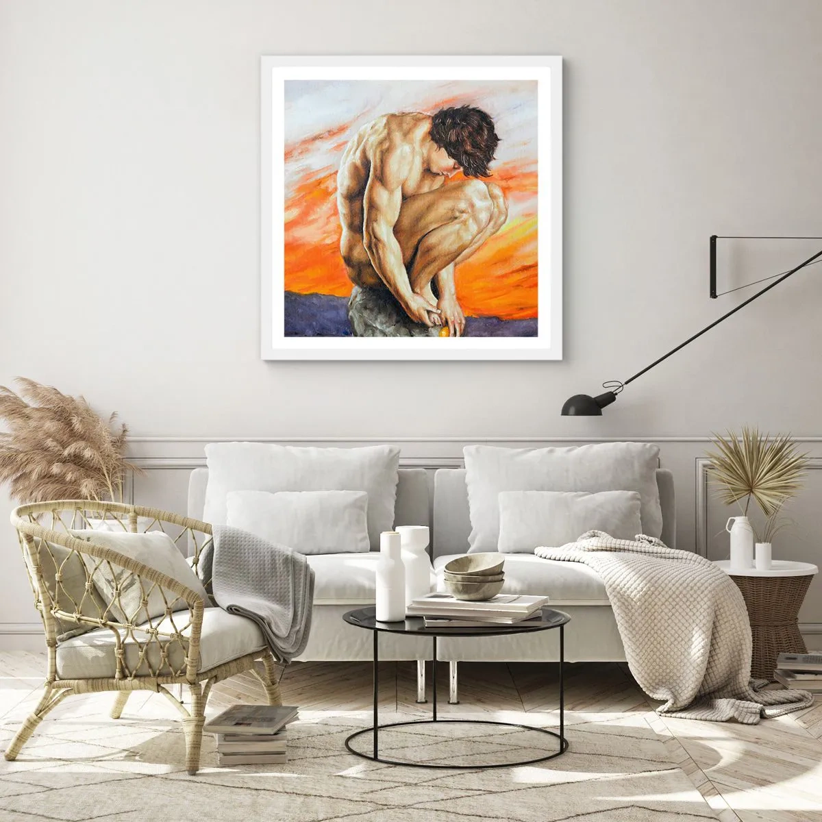 Pôster em moldura branca - Imerso em si mesmo - 40x40 cm