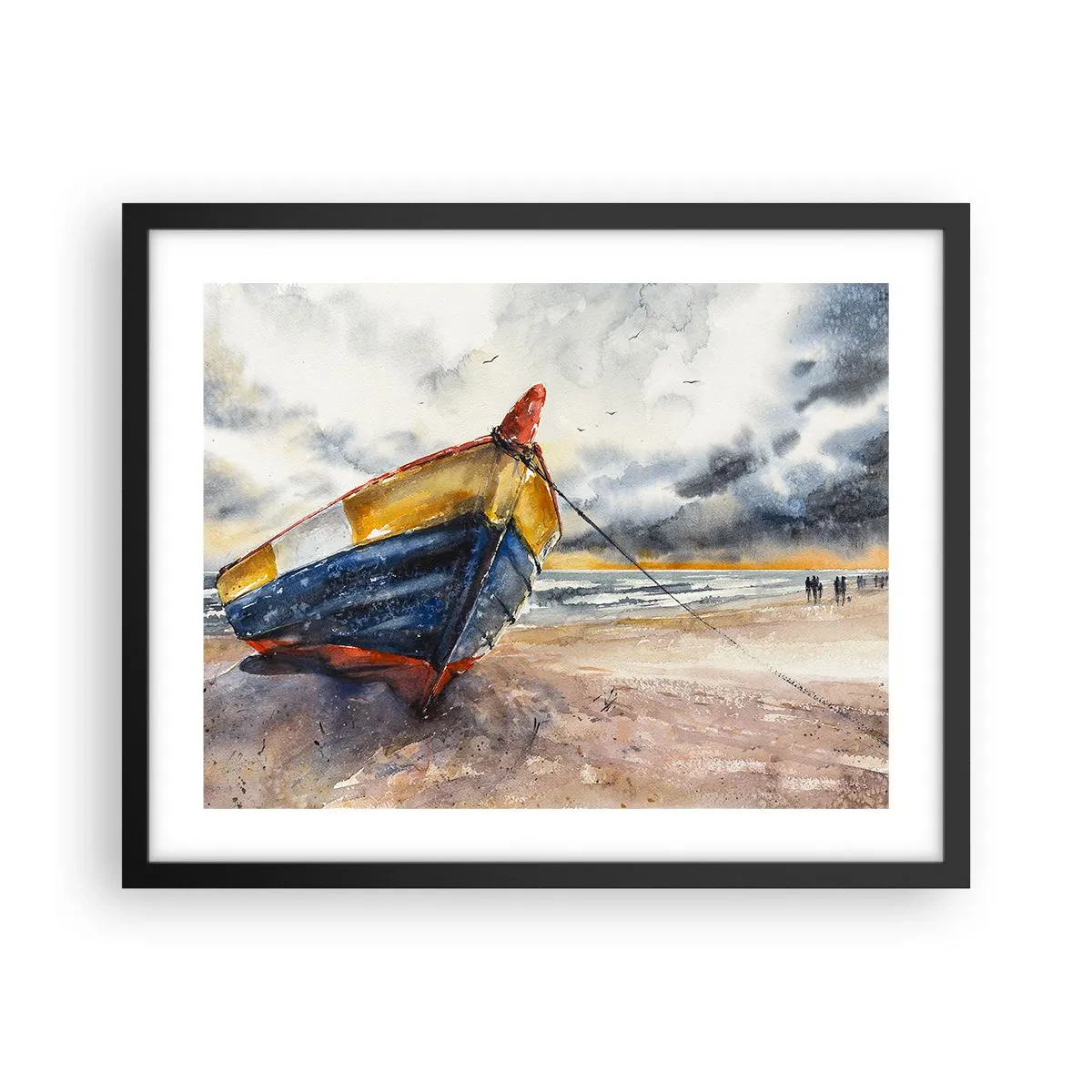 Pôster com moldura preta - Descanse na costa - 50x40 cm