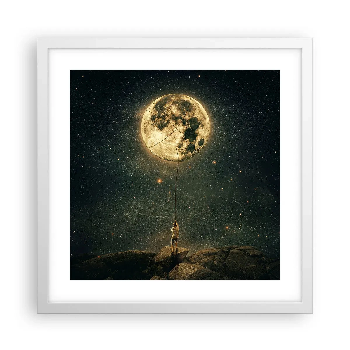 Pôster em moldura branca - Aquele que roubou a lua - 40x40 cm
