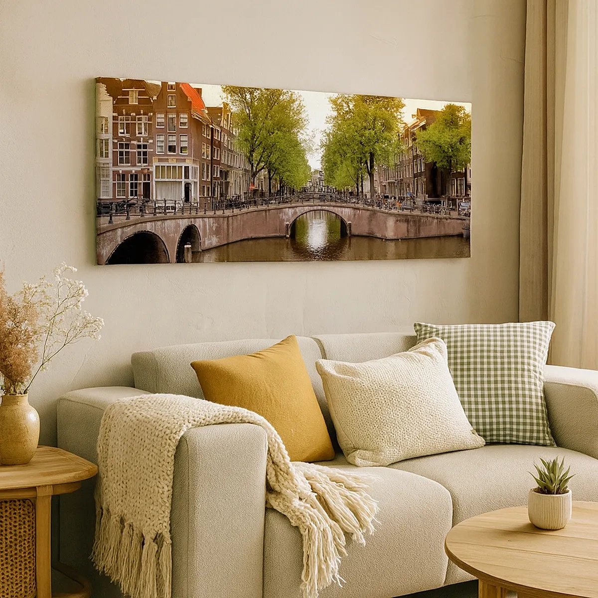 Quadro em tela - De barco ou bicicleta? - 30x30 cm