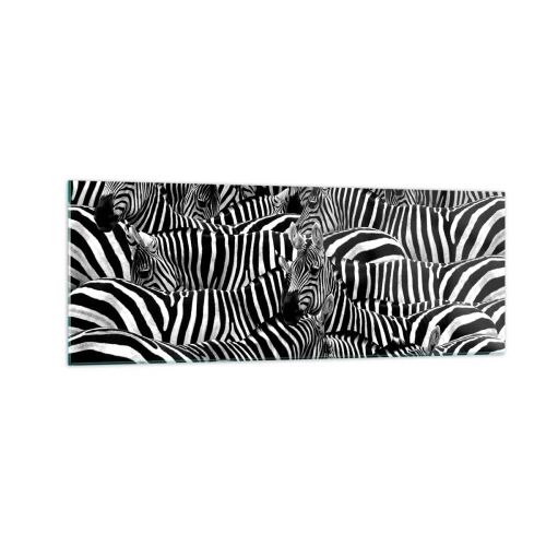 Quadro em vidro - Retrato de grupo em listras - 140x50 cm