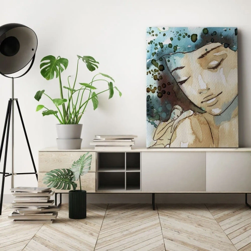 Quadro em tela - Dama em azul - 45x80 cm