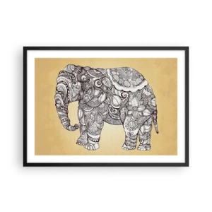 Pôster com moldura preta - O elefante se cobriu - 70x50 cm