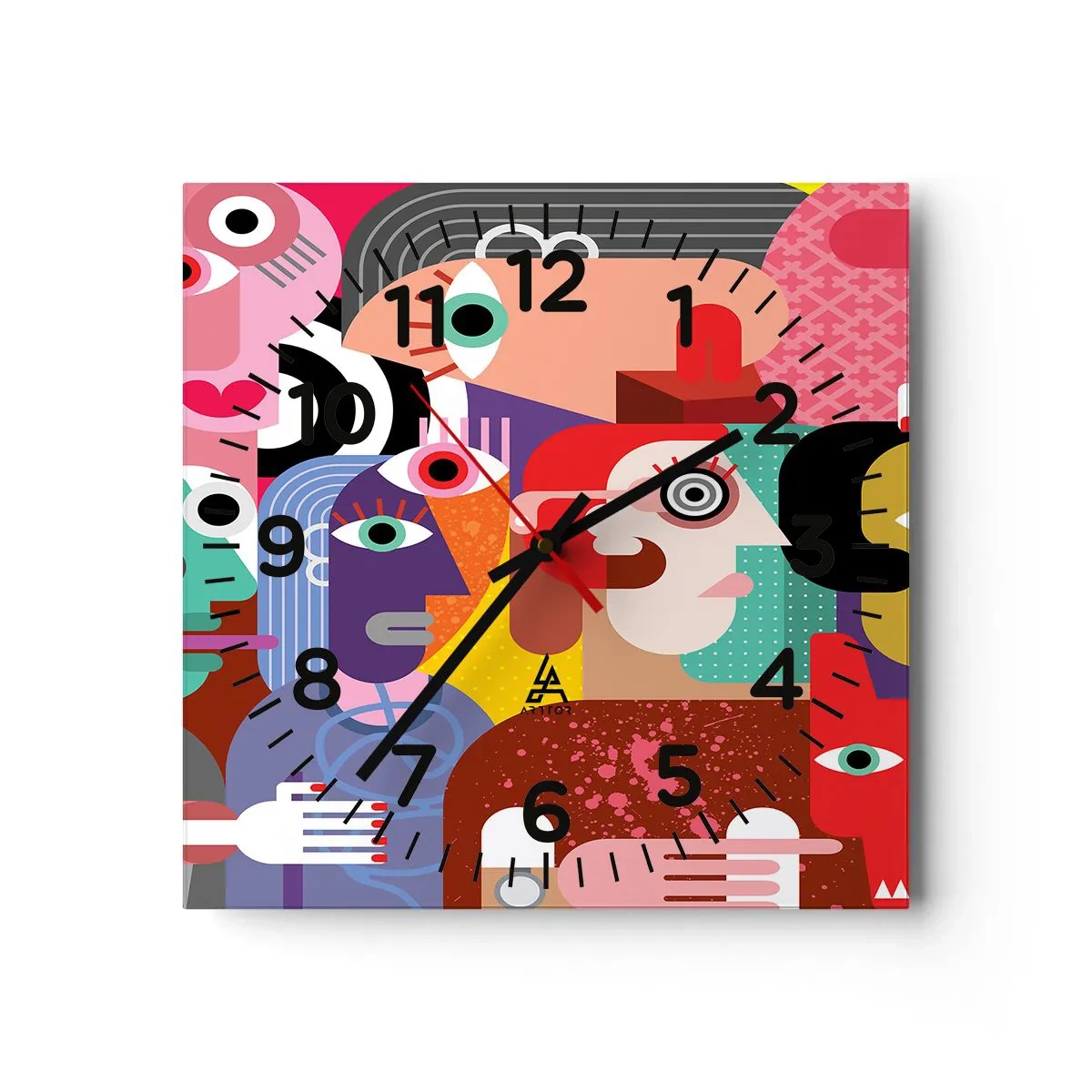 Relógio de parede - Relógio em vidro - Viemos da parte do Sr. Picasso - 40x40 cm