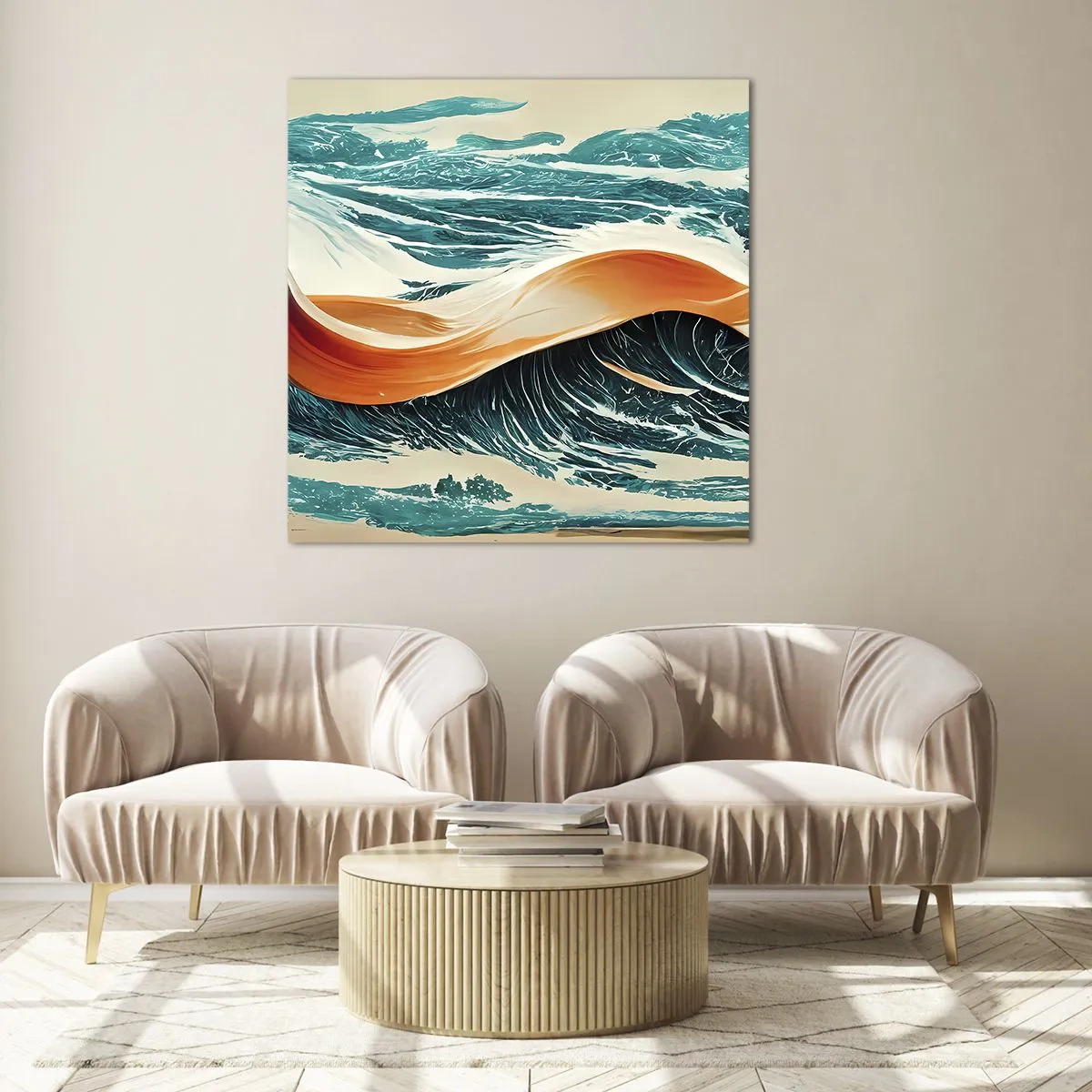 Quadro em vidro - O sonho de um surfista - 30x30 cm