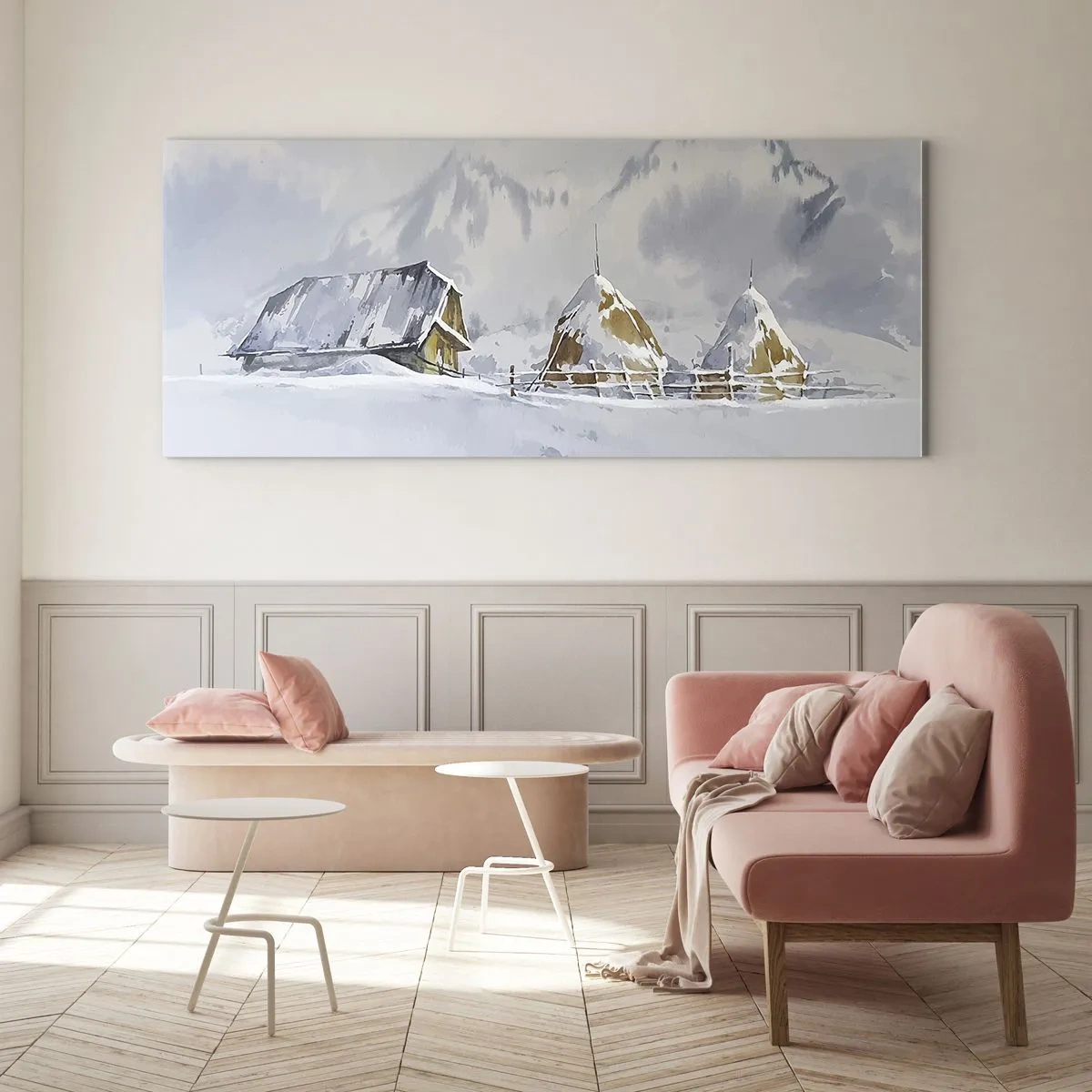 Quadro em vidro - No vale nevado - 120x50 cm