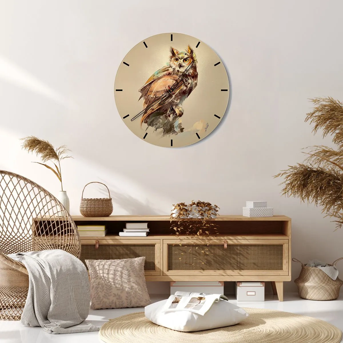 Relógio de parede - Relógio em vidro - A coruja mais inteligente - a floresta confirma - 30x30 cm