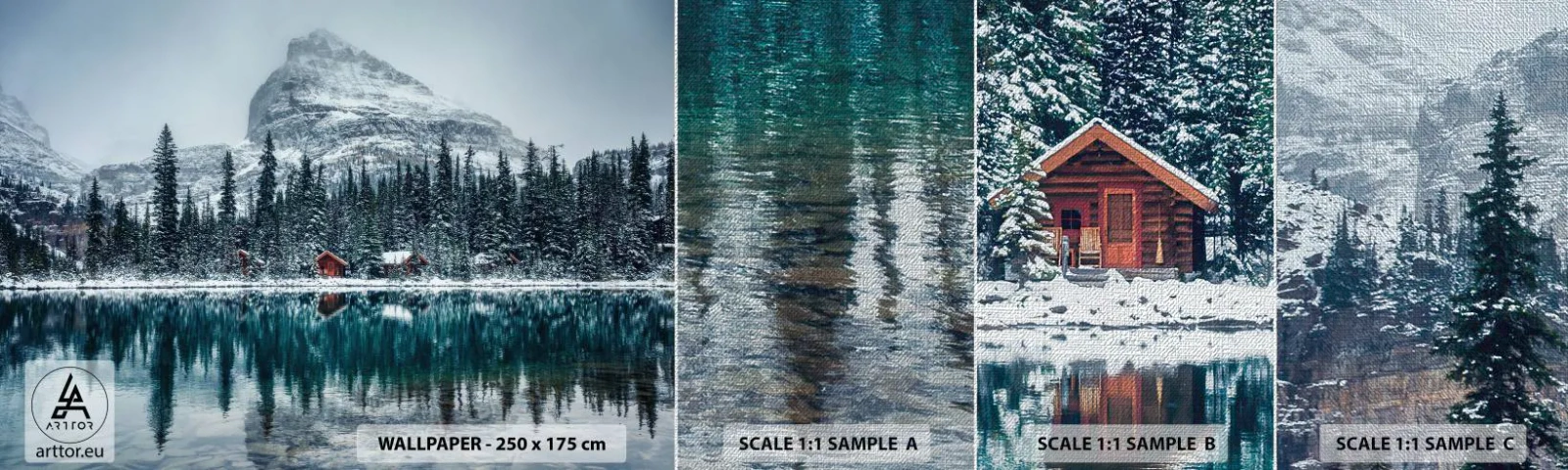 Amostra de papel de parede Premium Canvas - Retiro canadense - Paisagem, Canadá, Inverno - 100x30 cm