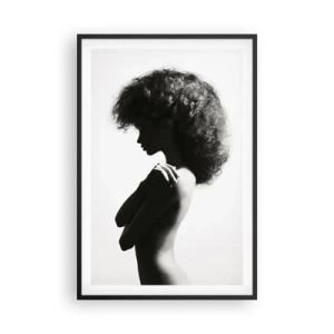 Pôster com moldura preta - Como uma flor em um caule fino - 61x91 cm