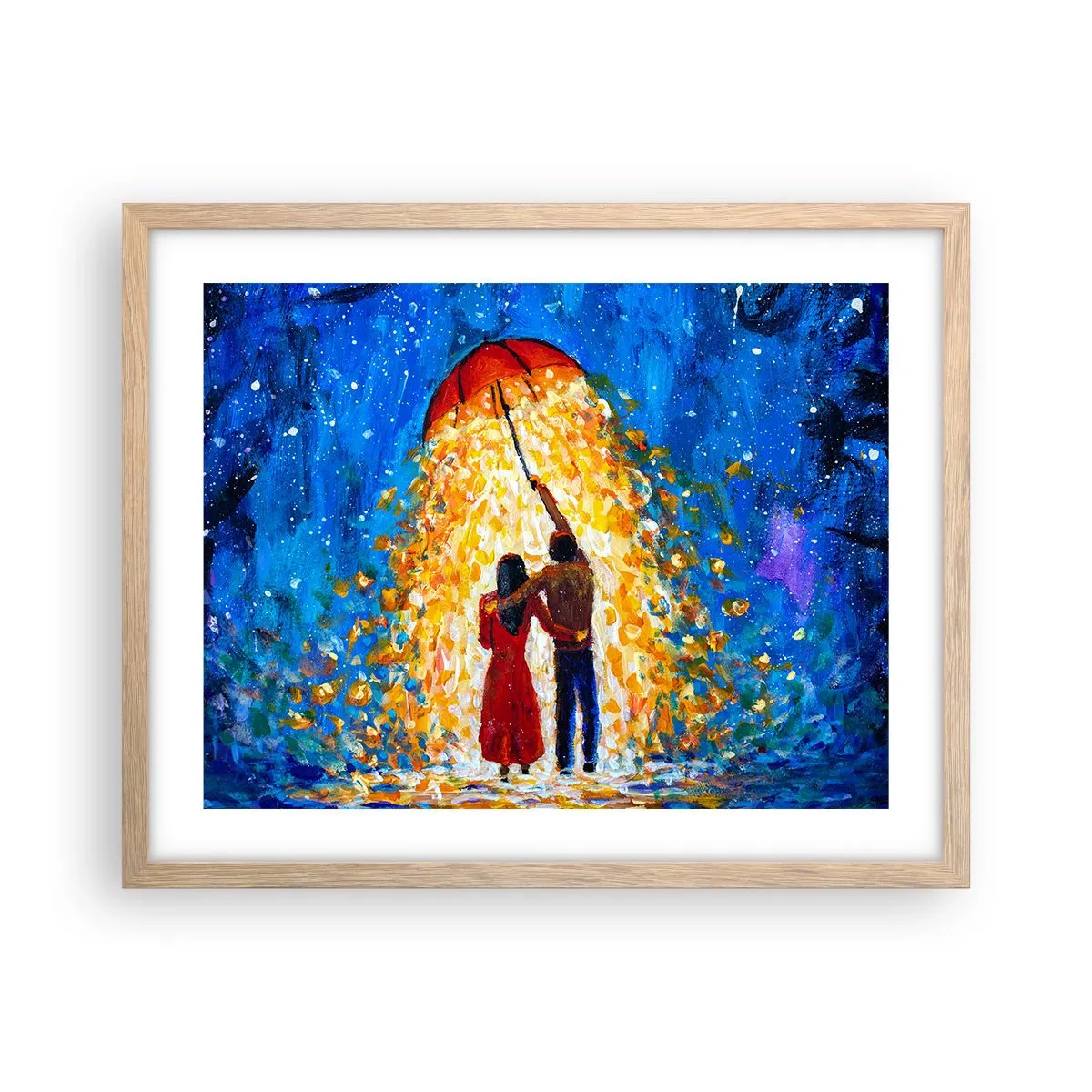 Pôster com moldura de carvalho claro - A magia de uma noite chuvosa? - 50x40 cm