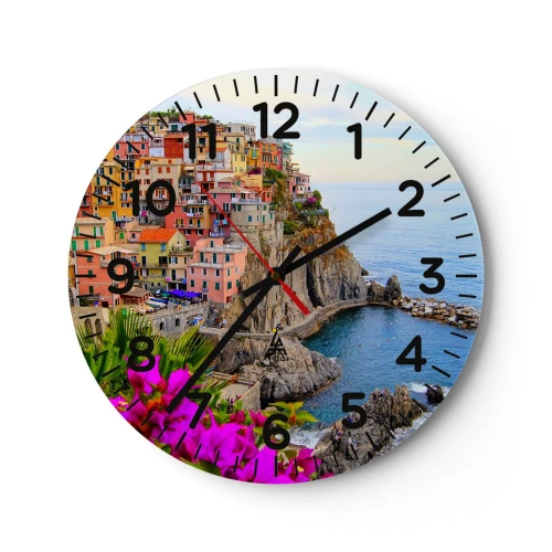 Relógio de parede - Relógio em vidro - A cidade que sorri - 40x40 cm