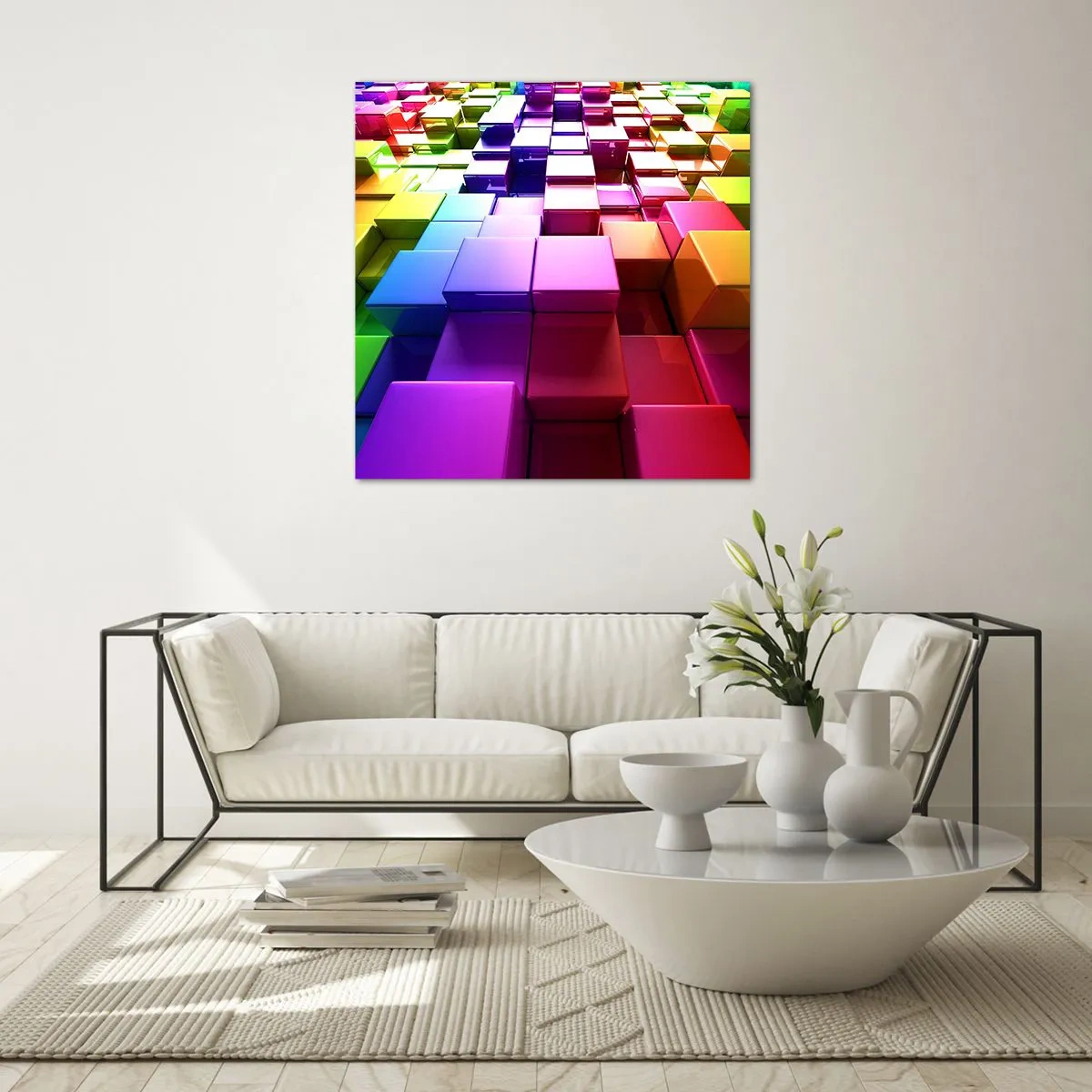 Quadro em vidro - Op-art juntos como uma equipa - 40x40 cm