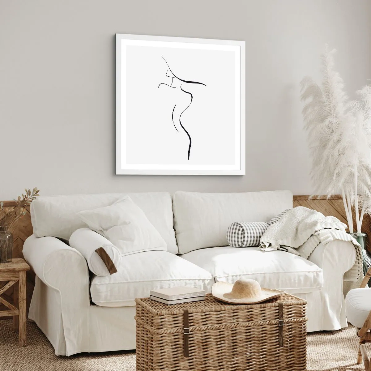 Pôster em moldura branca - Elusiva como uma onda - 60x60 cm