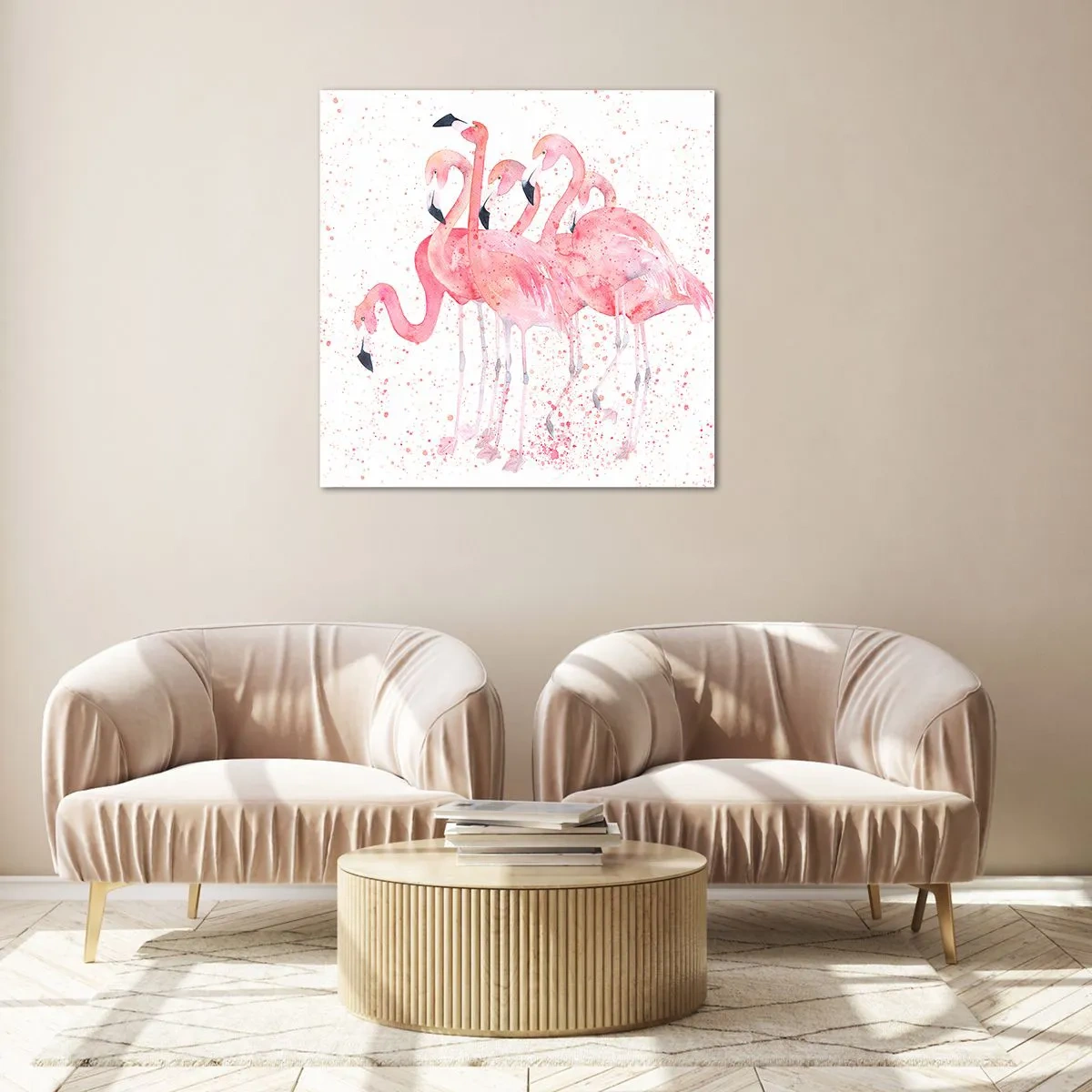Quadro em vidro - Conjunto cor-de-rosa - 70x70 cm