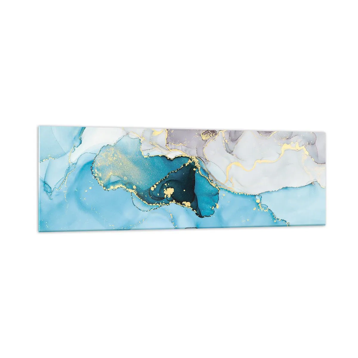 Quadro em vidro - Estudo do encontro do cinza e turquesa - 160x50 cm