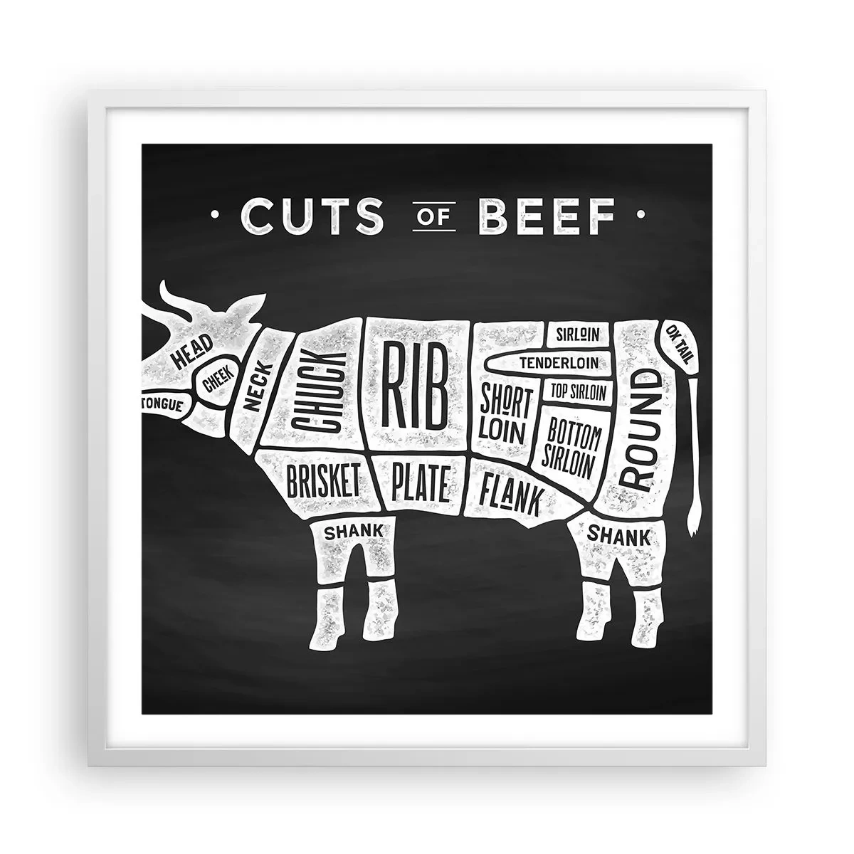 Pôster em moldura branca - Cartilha do talhante - 60x60 cm