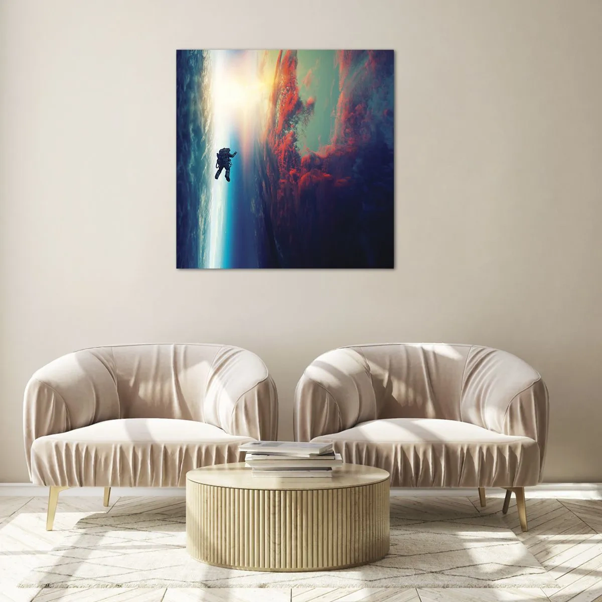 Quadro em vidro - Enfrentando o universo - 50x50 cm