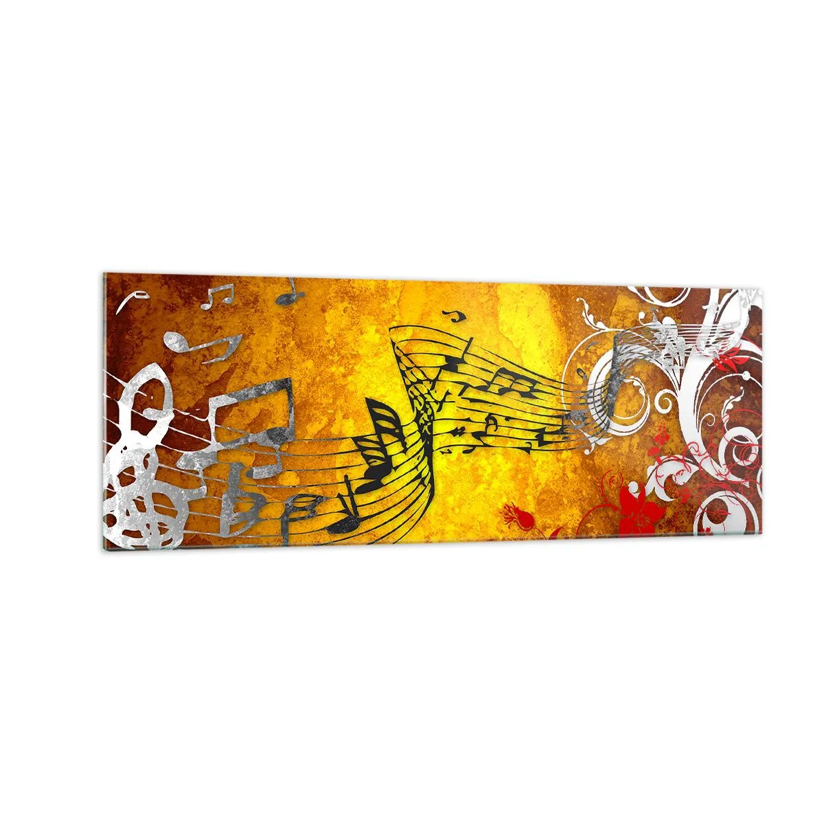 Quadro em vidro - Deixe a música fluir - 140x50 cm