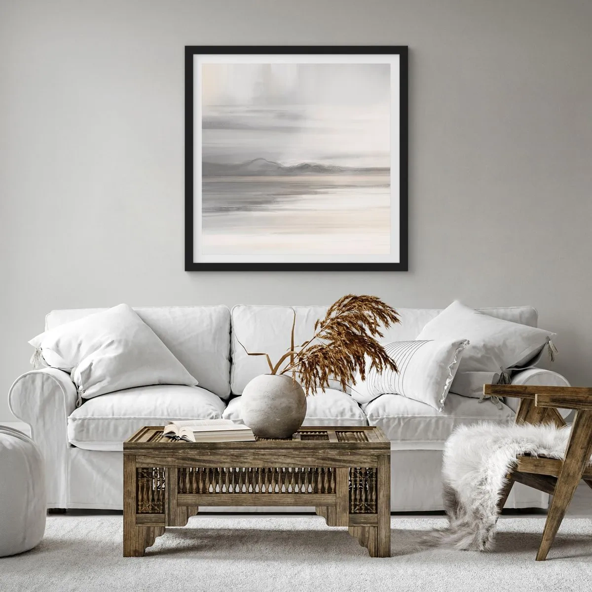 Pôster com moldura preta - Distância pensativa - 40x40 cm