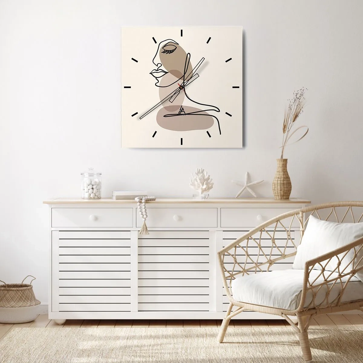 Relógio de parede - Relógio em vidro - Ouvindo-se a si própria - 30x30 cm