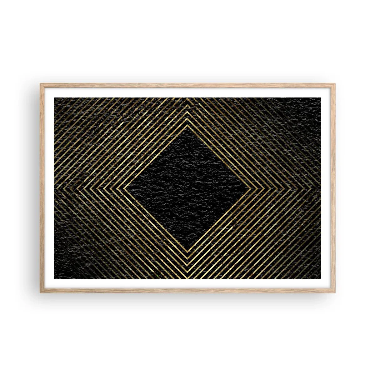Pôster com moldura de carvalho claro - Geometria em estilo glamoroso - 100x70 cm