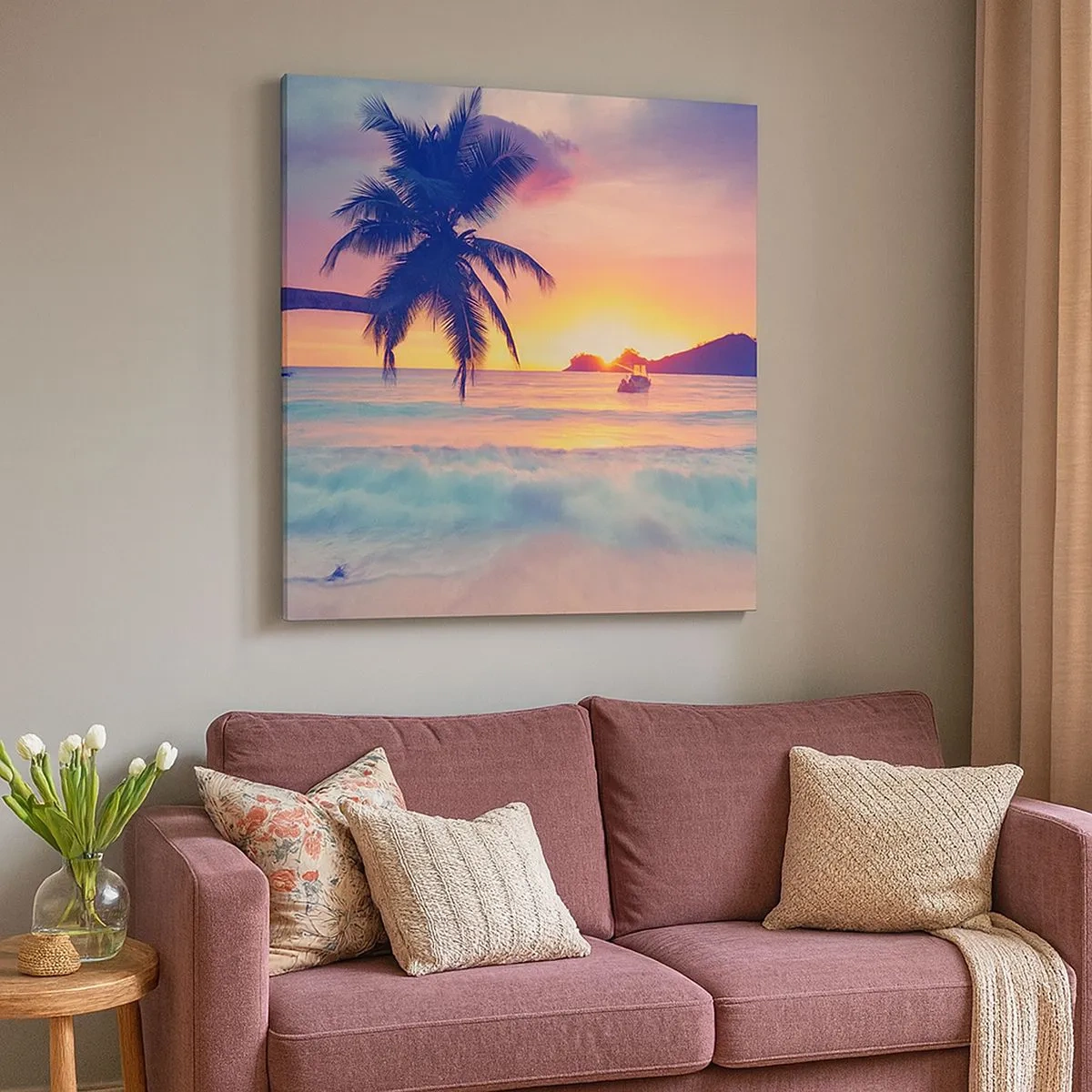 Quadro em tela - Noite na baía - 30x30 cm