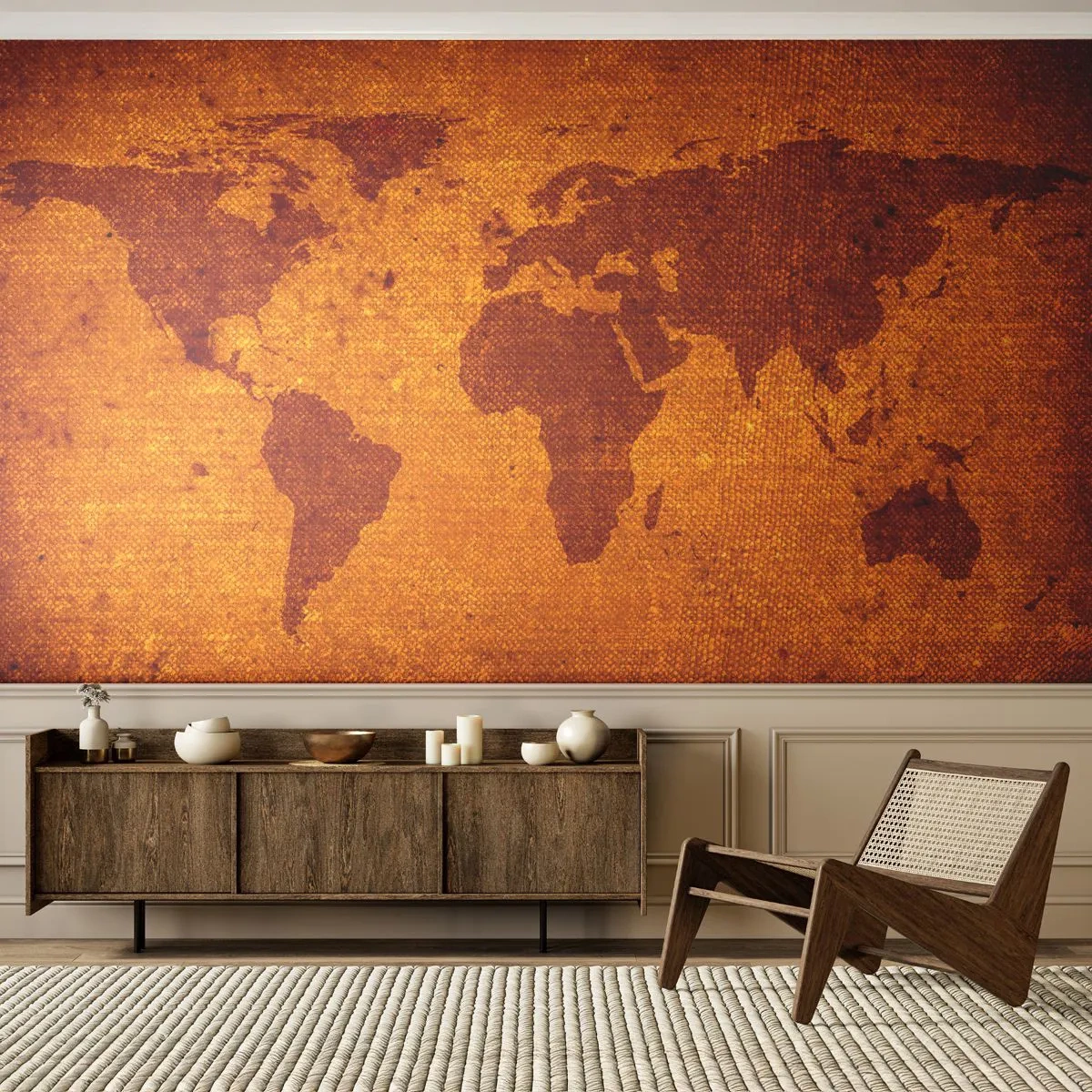Papel de Parede Premium Sand - Convite para viajar - Mapas Mundiais, Continentes, Viagens - 100x70 cm