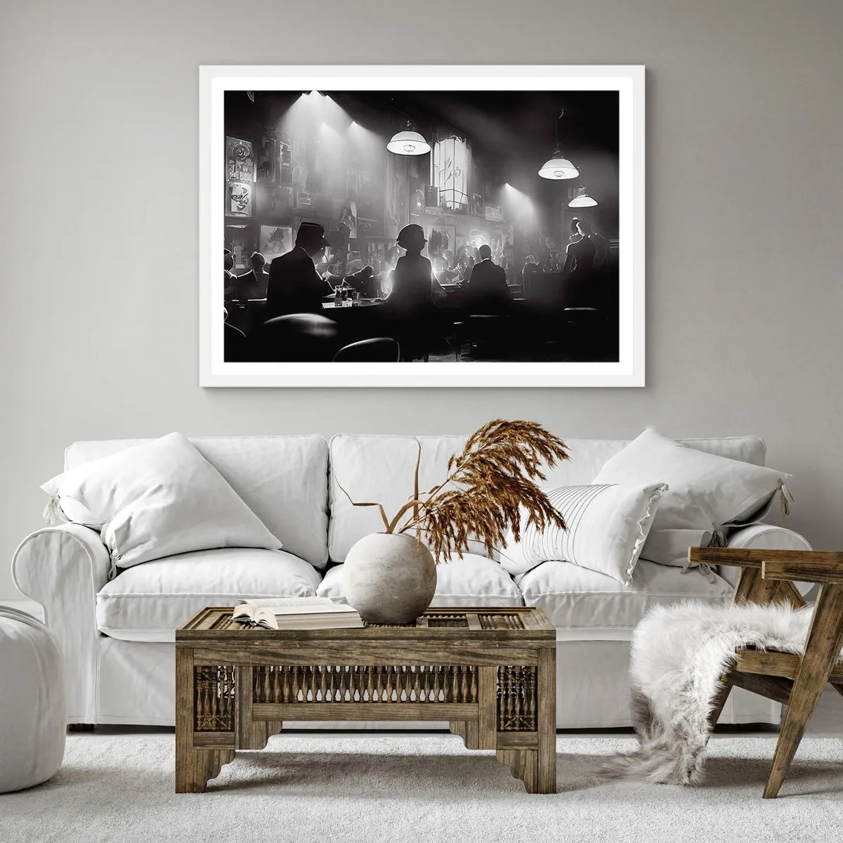 Pôster em moldura branca - Em uma atmosfera de jazz - 40x40 cm