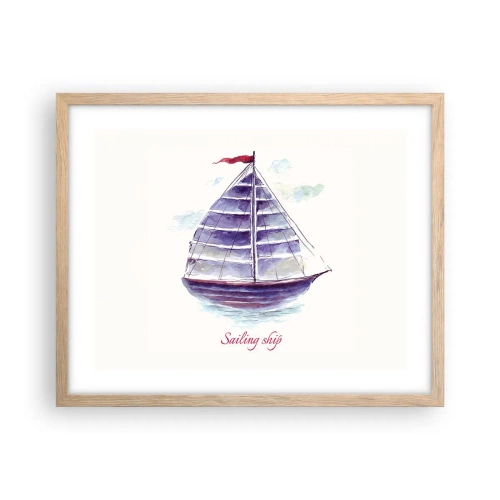 Pôster com moldura de carvalho claro - Cheio de velas e águas calmas - 50x40 cm