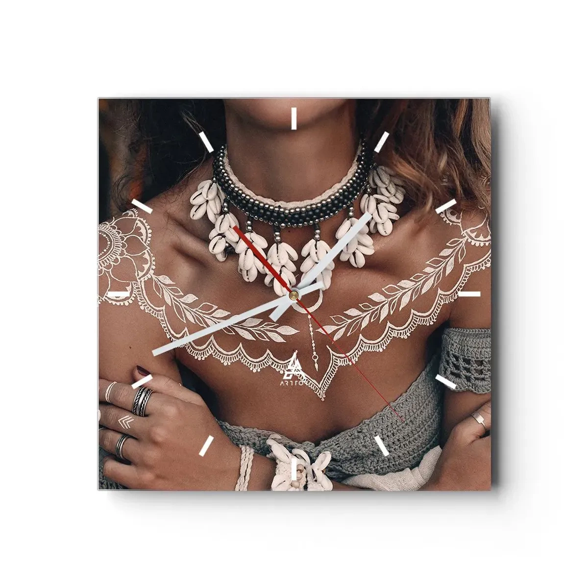 Relógio de parede - Relógio em vidro - Talismãs, rituais de feminilidade - 30x30 cm