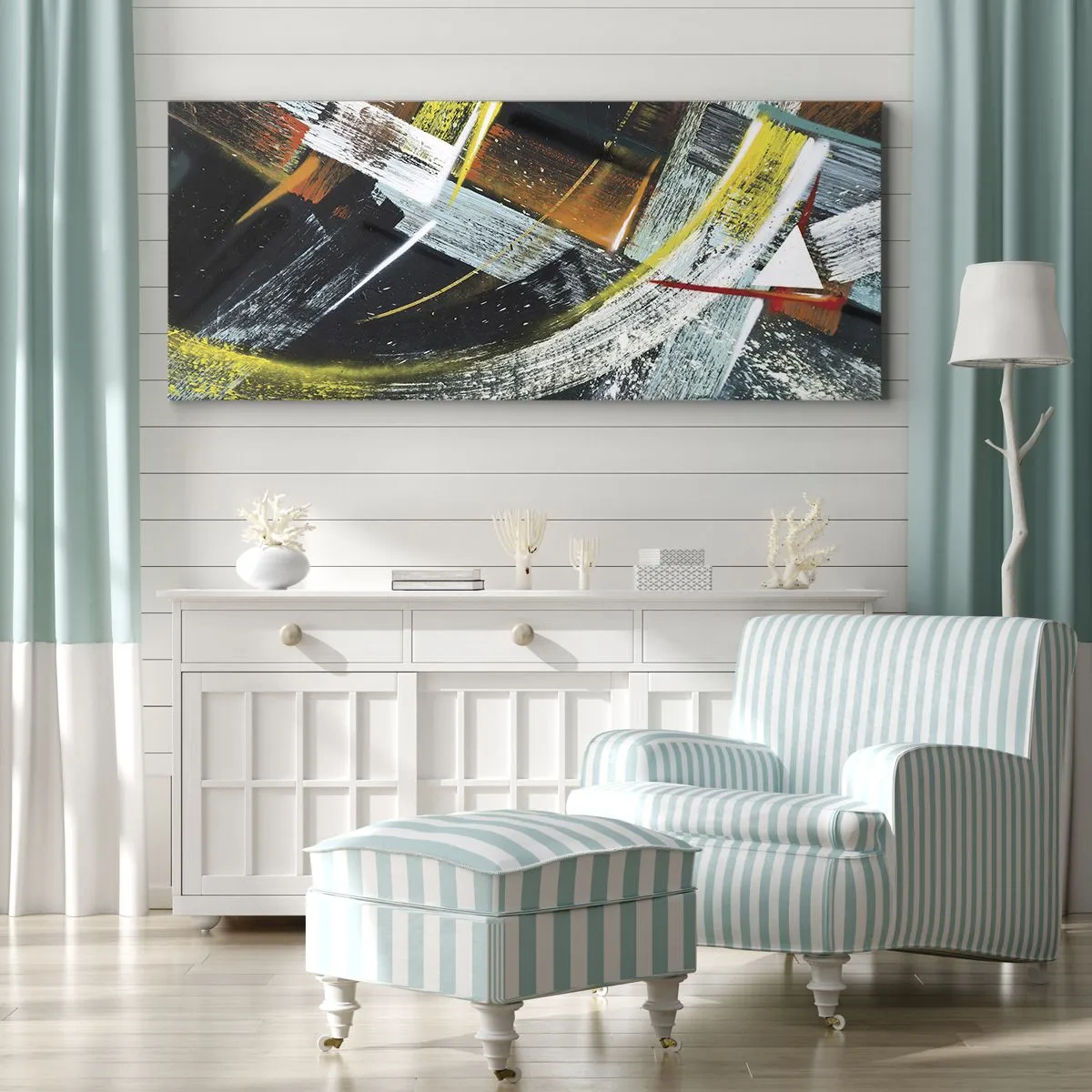 Quadro em tela - Energia de movimento - 90x30 cm