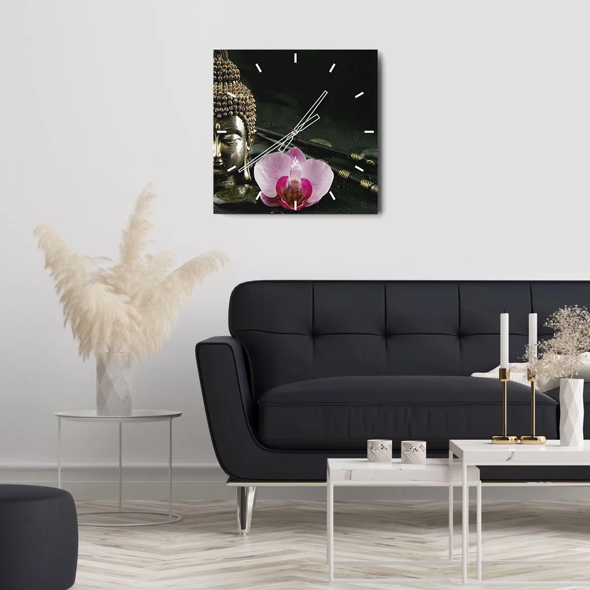 Relógio de parede - Relógio em vidro - Harmonia entre sabedoria e beleza - 40x40 cm